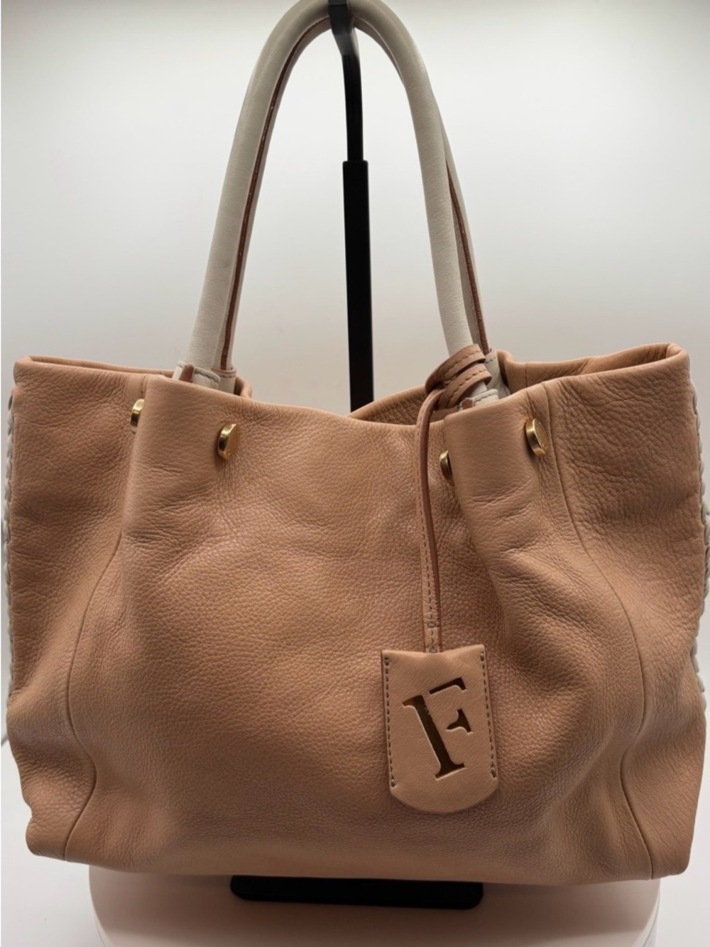Furla Tan Leather Tote with Gold Details